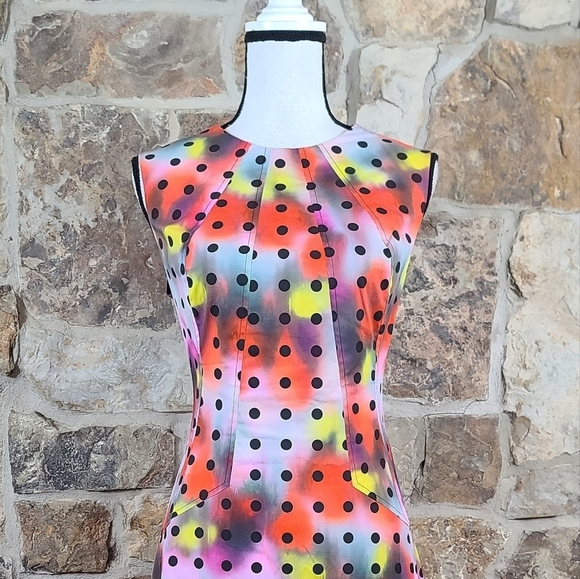 NEW Lela Rose 12 Polka Dot Multicolor Watercolor Dress - Picture 3 of 8